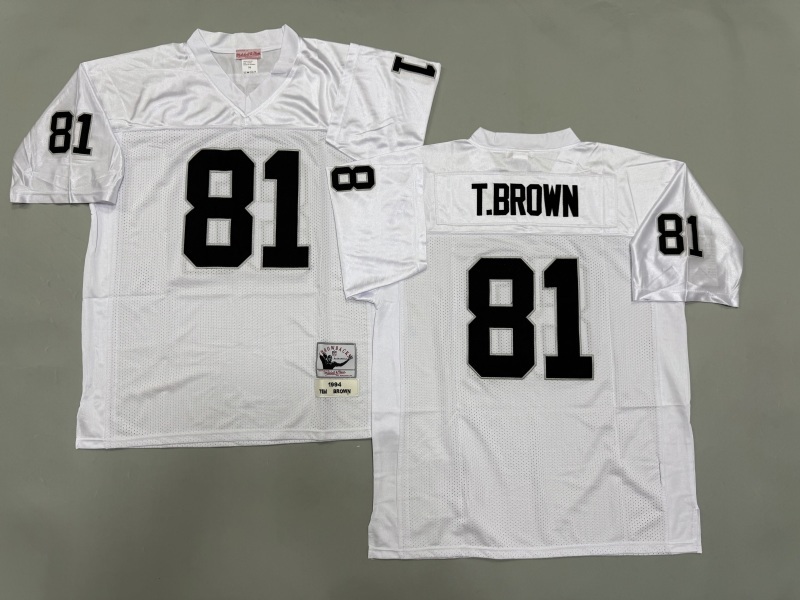 Men 2025 Nike Oakland Raiders #81 Brown white Throwback Limited NFL Jersey style 002